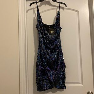 Pullover Open Back Multi Sequin Dress New